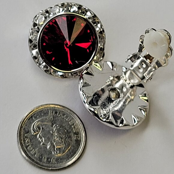 Red Clip On Earrings, 22mm Red ClipOns Earrings - Picture 3 of 4